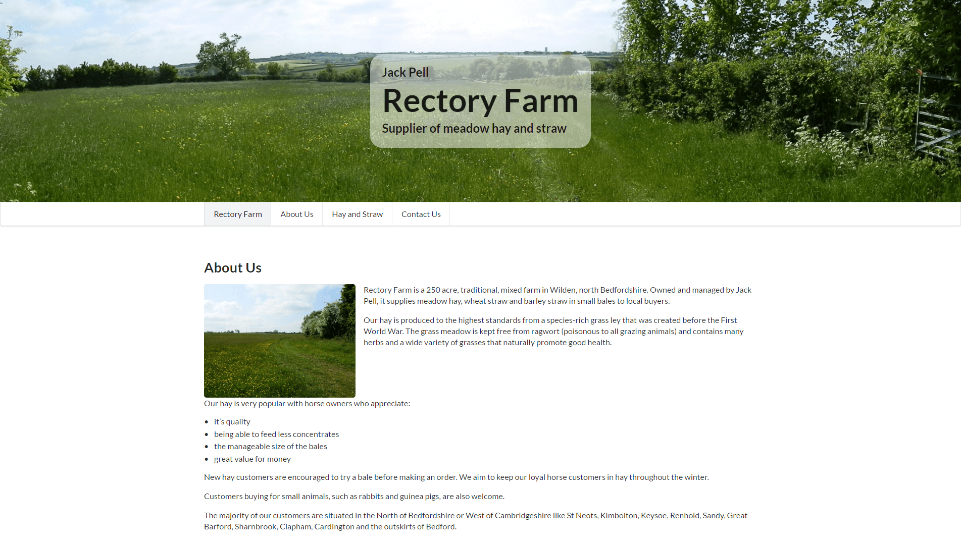 Rectory Farm Website Screenshot